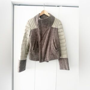 Wool & Puffer Jacket - Taupe/Beige - Size IT 40 (US 6)